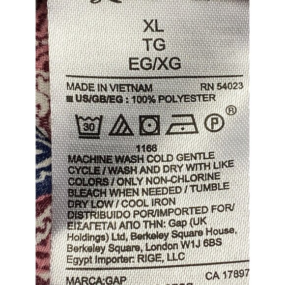 GAP Women Babydoll Blouse Short Cap Sleeves Sz XL Pink Flowy Boho Paisley 4-3 - Picture 7 of 8